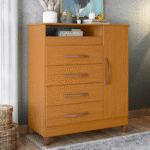 Cômoda Sapateira 4 Gavetas e 1 Porta Turquesa