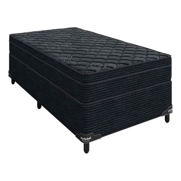 Conjunto Box Arezzo Black Portobel Molas Pocket System com Pillow Top e Tratamento Antialérgico