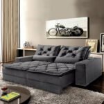 Sofá Vanessa 3 Lugares em Veludo Grafite