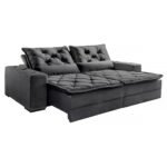 Sofá Vanessa 3 Lugares em Veludo Grafite - Imagem 2