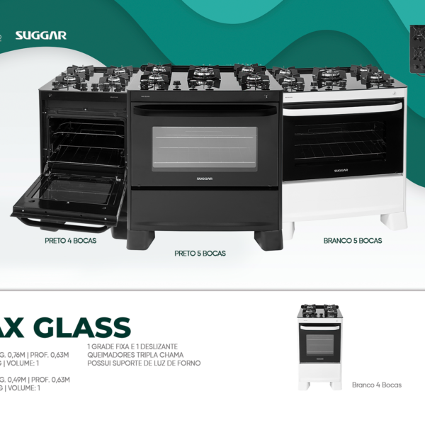 Fogao Max Glass Mesa Vidro