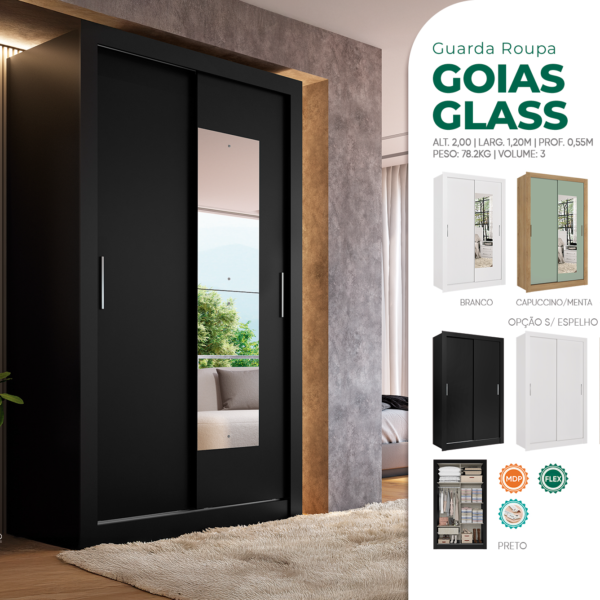 Guarda-Roupa Goiás Glass sem Espelho