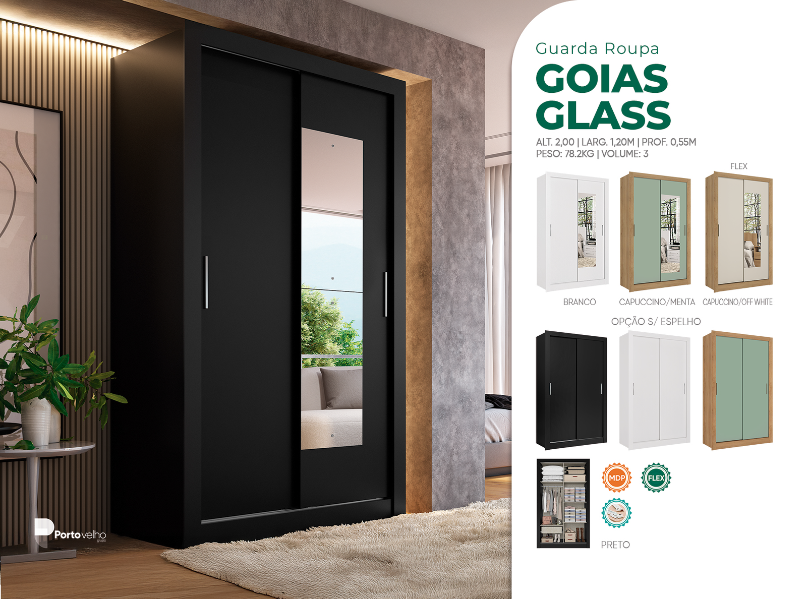gr-goias-glass-sem-espelho Guarda-Roupa Goiás Glass sem Espelho - Imagem 1