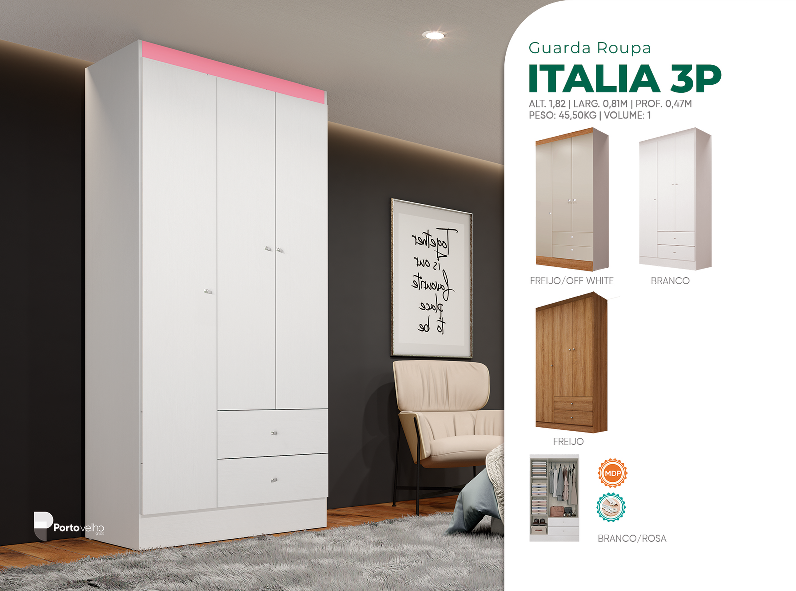 gr-italia-3p Guarda-Roupa Itália - Imagem 1