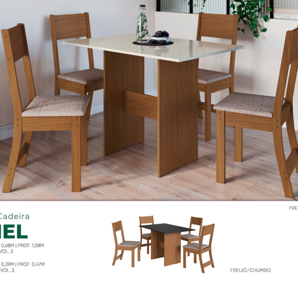 Mesa Ariel 1,08X0,68 com 4 Cadeiras