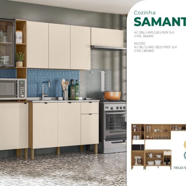 Cozinha Modulada Completa Samanta 2,50m