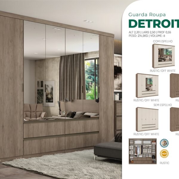 Guarda-Roupa Detroit 6 Portas sem Espelho