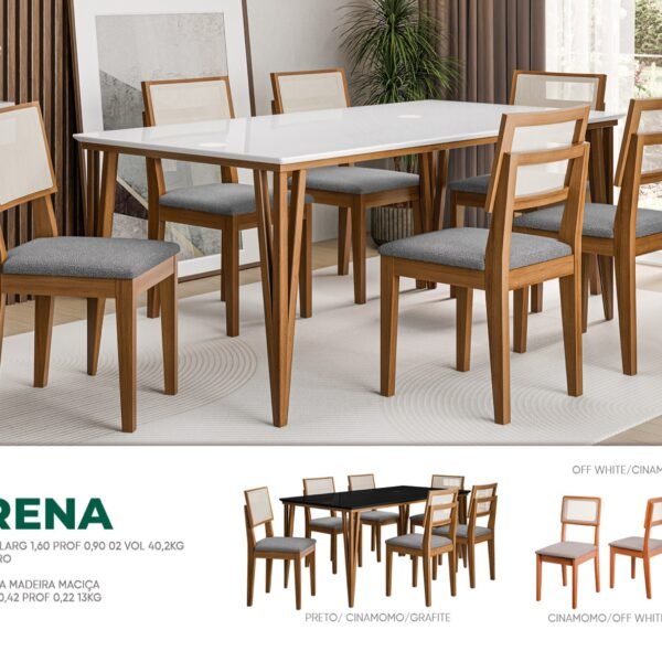 Mesa Serena (Safira) 1,60x0,90 com Vidro