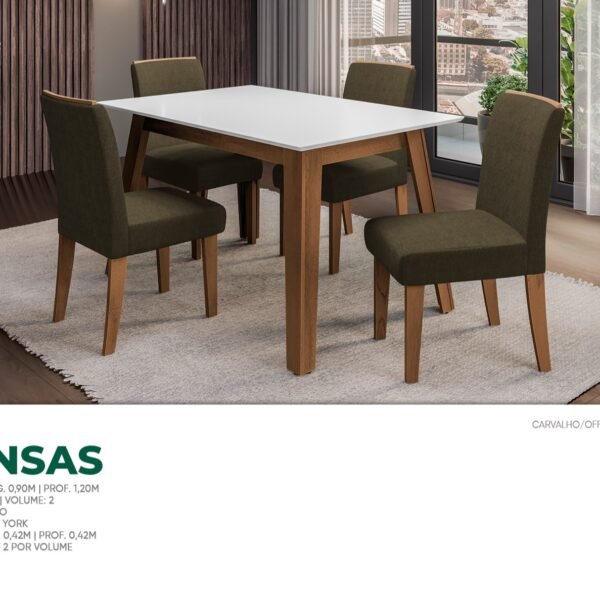 Mesa Kansas 1,20x0,90 com Vidro