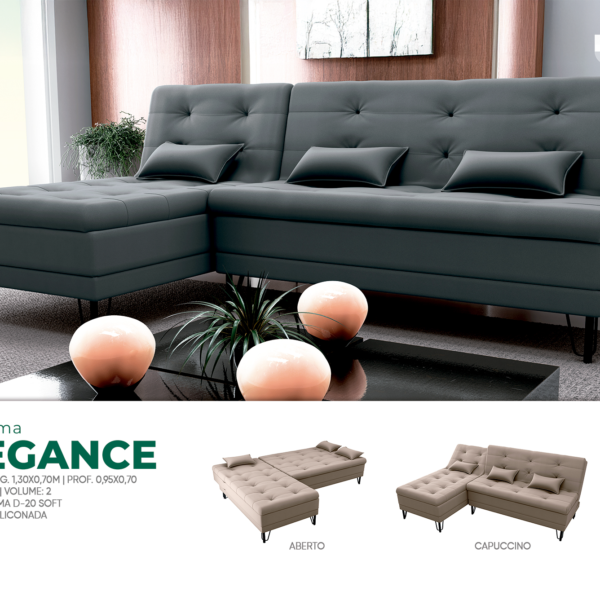 Sofá Cama Elegance com Chaise