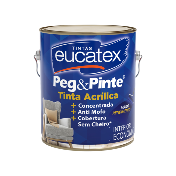 Galão de 3,6 L de Tinta Acrílica Peg & Pinte Eucatex na cor branco neve